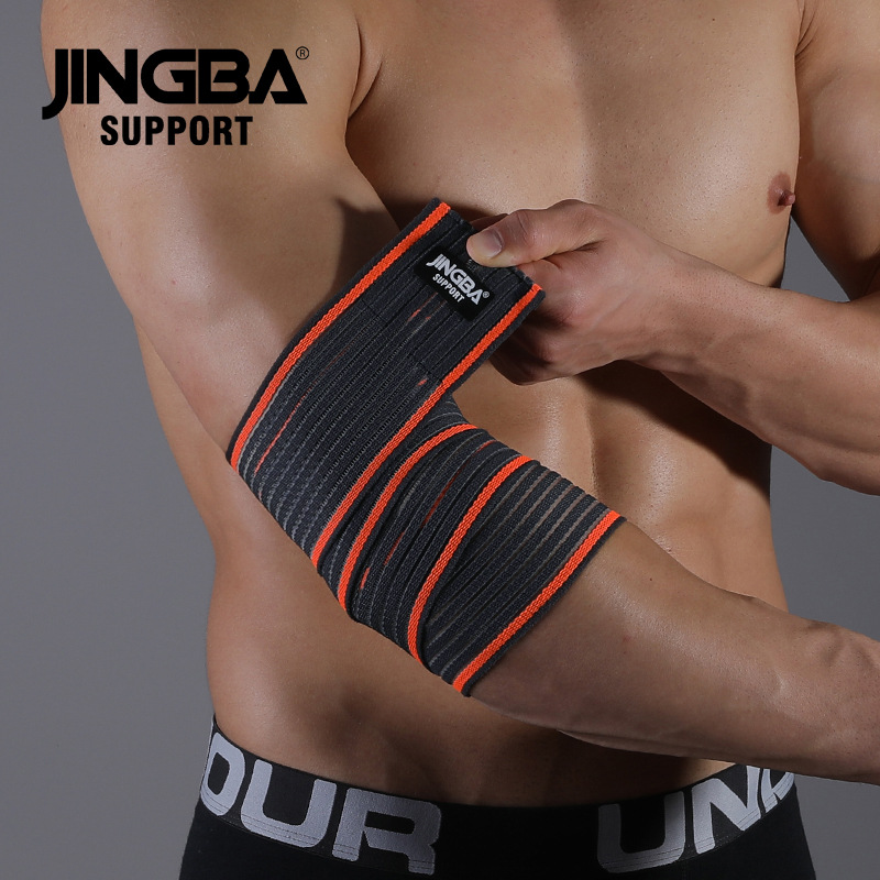 Jingba Sports Elbow Pads Bandage Wrapped Around Protection Weightlifting Fitness Pressurized Anti-Slip Protective Gear Outdoor Manufacturer Wholesale