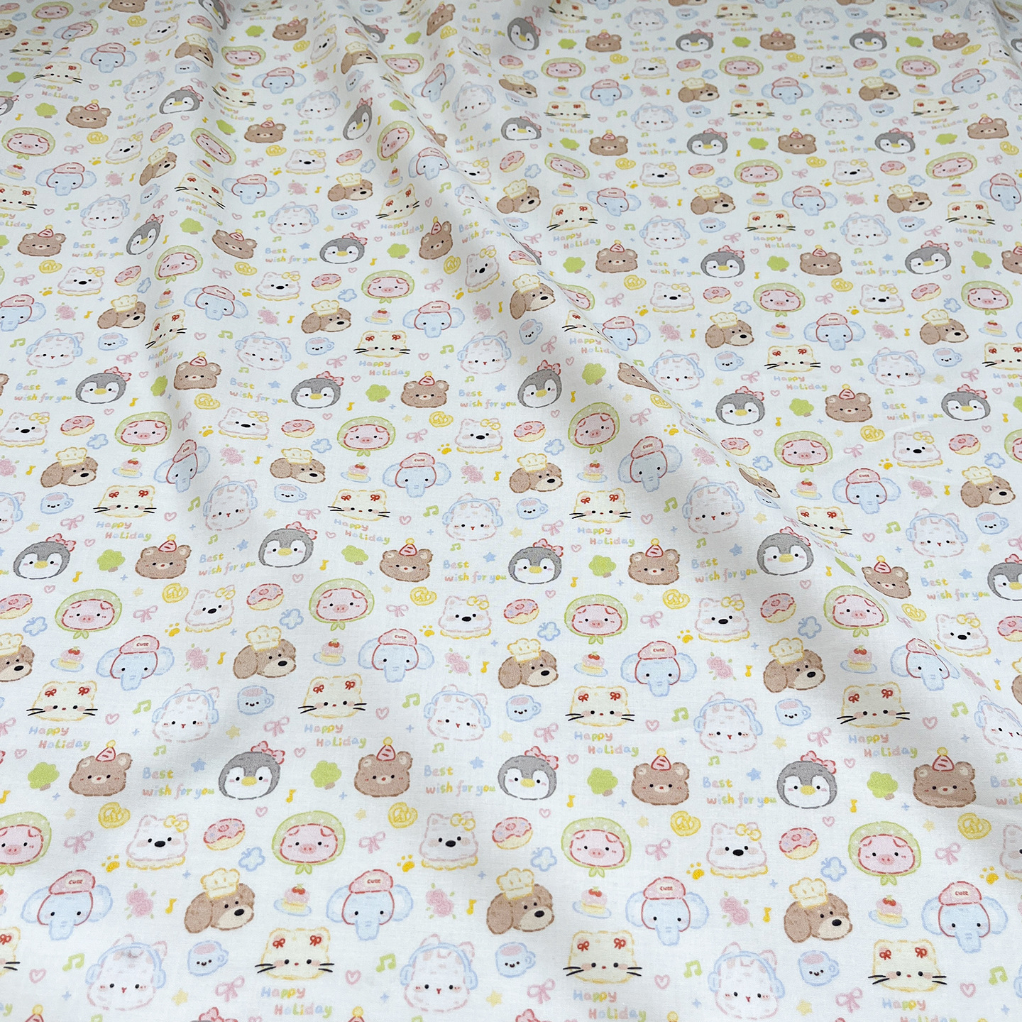 Penguin Music Rabbit Digital Printed Fabric Cotton 60 Count Poplin Clothing Women's Dress Shirt Skirt Fabric