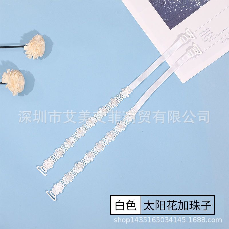 Picture of High-value pearl lace shoulder strap underwear strap off-line collar shoulder adjustable exposed transparent beautiful back bra strap