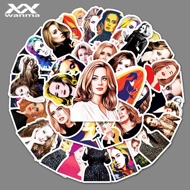 Picture of 50 sheets Actress Adele Star Graffiti Laptop Luggage Car Scooter Guitar Decorative Stickers