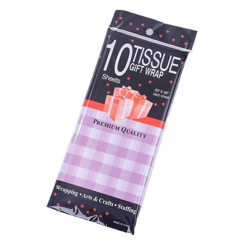 Cross-border selling 10 pieces of colored plaid 17g Sydney paper copy paper festival gift packaging tissue paper