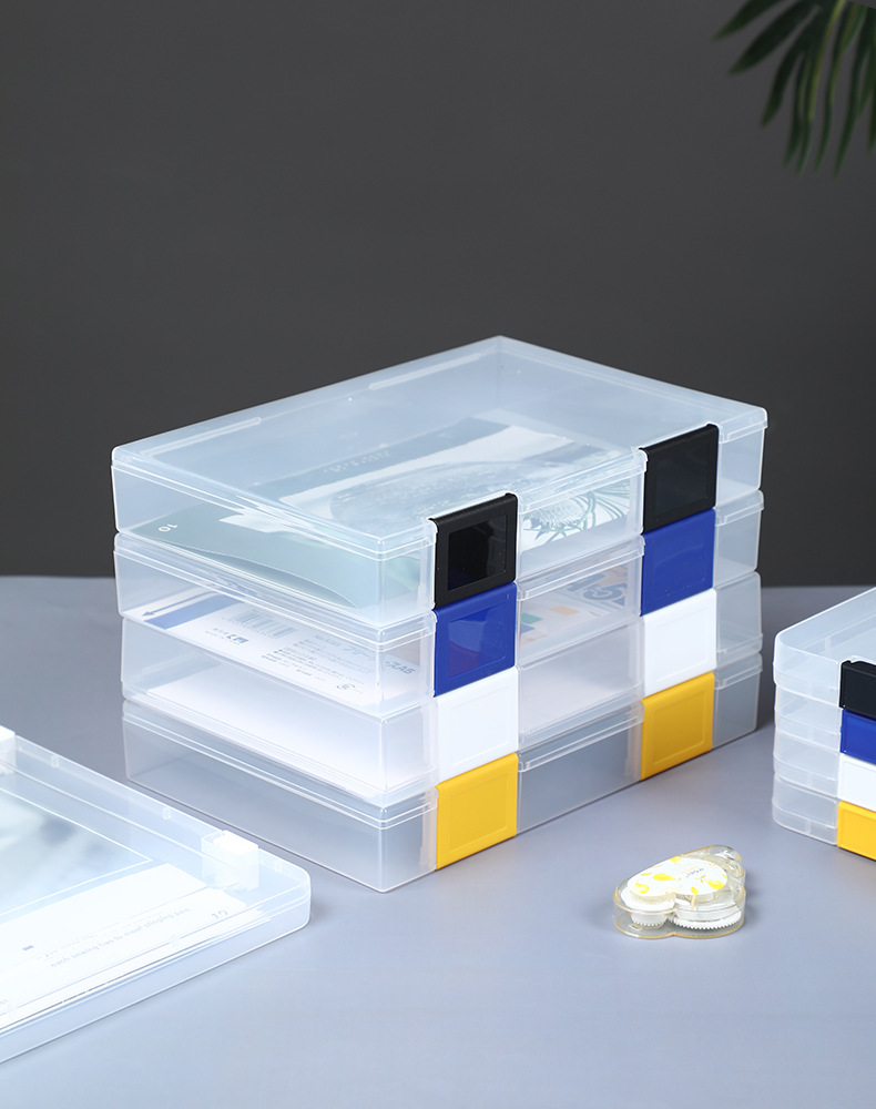 Transparent A5 file box plastic classification pp transparent eye shadow storage box document tender bill dust-proof finishing box