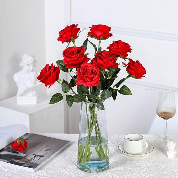 Picture of Simulated Rose Single Stem Silk Cloth Artificial Flower Wedding Home Auditorium Decoration Bouquet Wholesale Wedding Arrangement