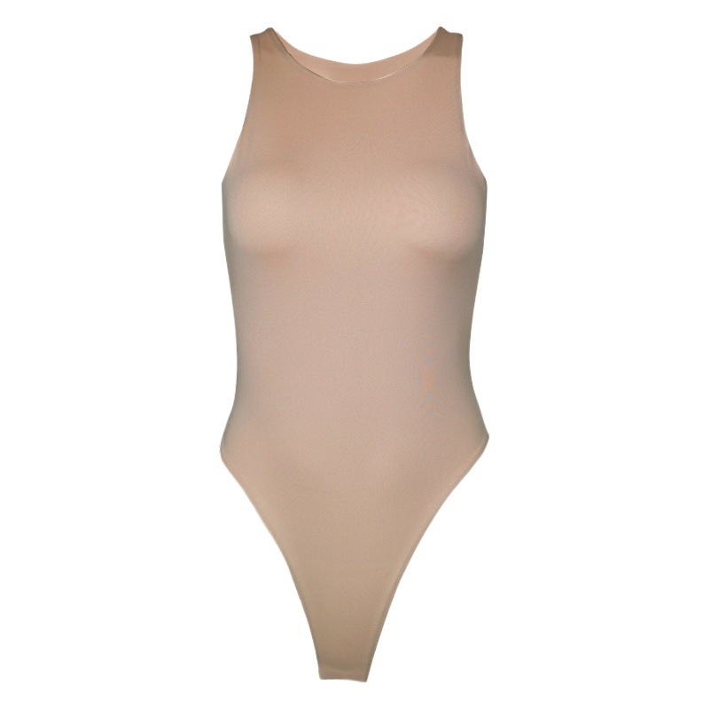 2025 Summer New Amazon Women's European and American Tight Sleeveless Top Double Layer Vest Jumpsuit Bodysuit