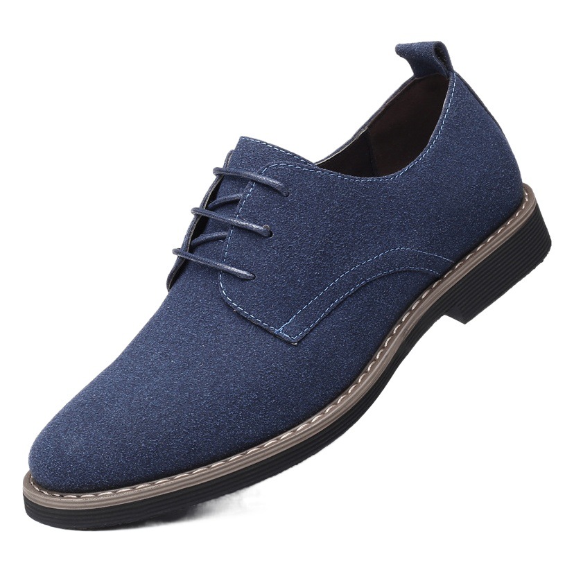 Men's Frosted Casual Round-Toe Shoes Cross-Border Men's Leather Shoes Lace-Up Fashion Trend Large Size Men's Shoes Men's Shoes