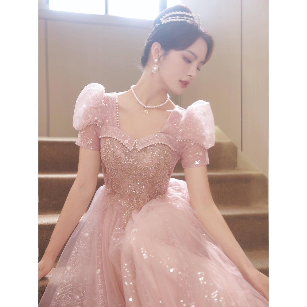Pink Evening Dress for Women 2025 New Banquet Elegant Accessible Luxury Niche Classy French Fairy Adult Ceremony Test Skirt