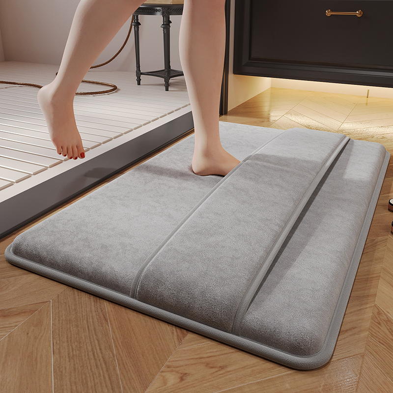 Picture of Memory Foam Bathroom Mat Household Toilet Water Absorbent Floor Mat Shower Door Wipe Foot Mat Quick-drying Bathroom Door Mat
