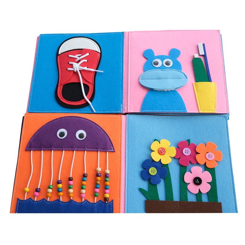 Cross-Border felt busy book Children's 3D puzzle learning Non-Woven Rainbow early education story book felt Book