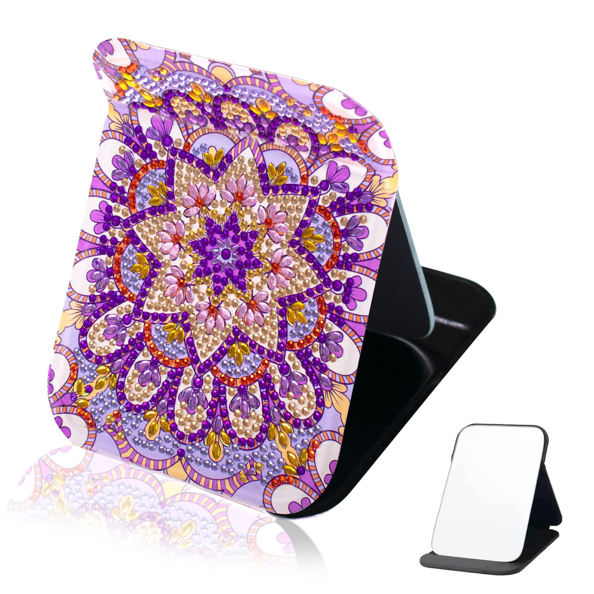 Picture of DIY Mandala Diamond painting mirror suitable for adult Crystal cosmetic mirror portable foldable mirror