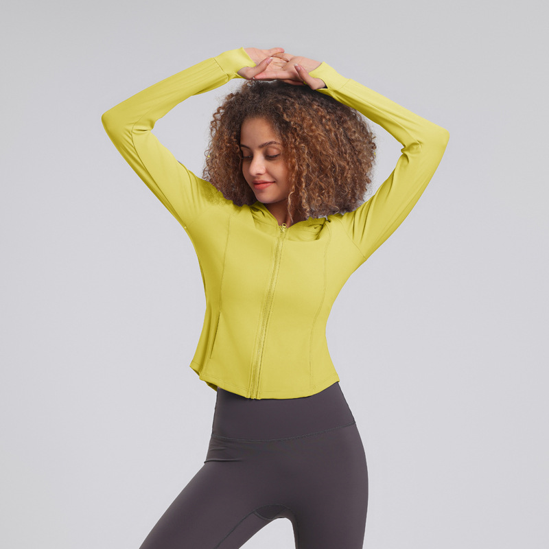 Picture of 2023 New Sports Tops Women's Hooded Slim Fitness Tops Women's Quick-Drying Casual Running Yoga Top