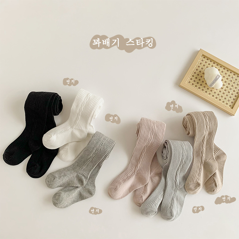 Picture of Children's Pantyhose Baby Spring and Autumn Baby Leggings Solid Color Twist Striped Body Stockings Girls Leggings Wholesale