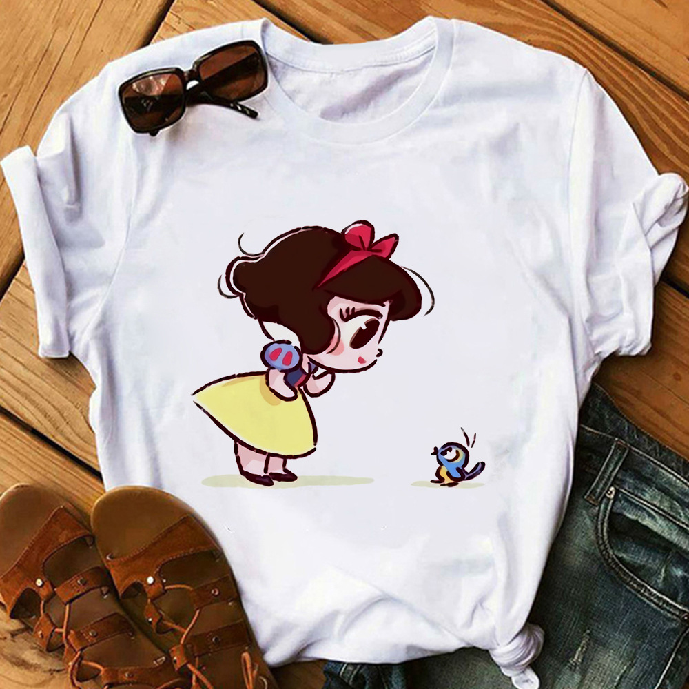 Cute Vogue Princess Princess Printed T-shirt Short Sleeve Women's Foreign Trade Cross-border wish/ebay Yama