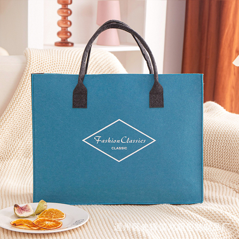 Picture of Simple solid color felt handbag holder environmental protection shopping letters all-match bag summer quilt four-piece packaging bag storage bag