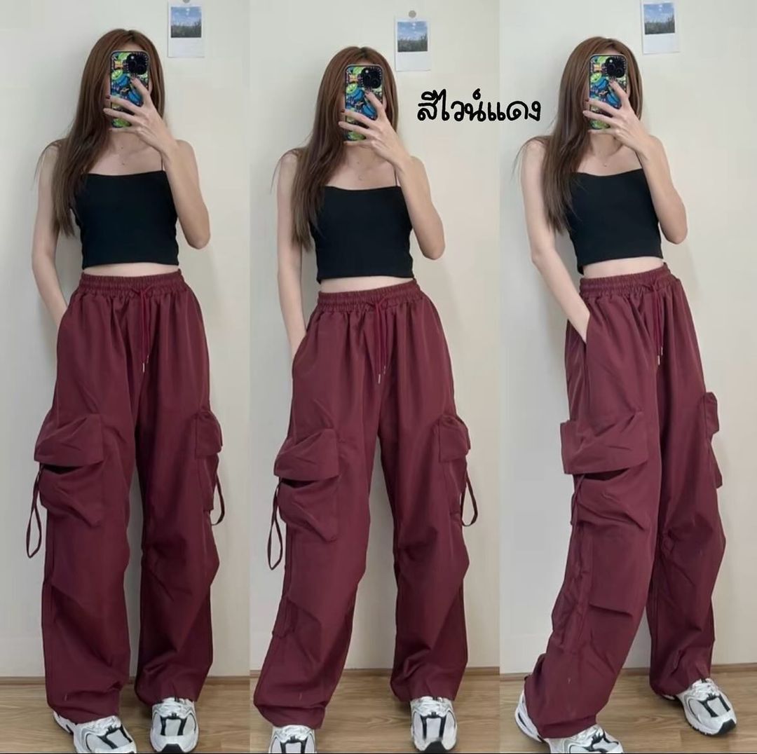Picture of American Retro Quick-Drying Overalls for Women in Summer High-Waisted Straight Wide-Leg Ribbon Loose Casual Floor-Length Trousers Trend