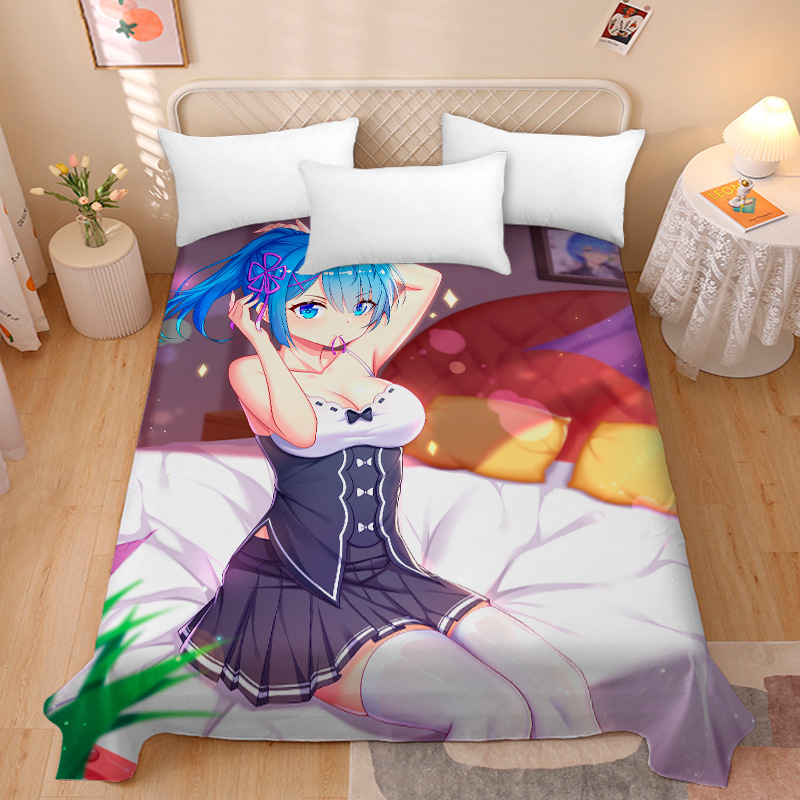 Picture of Anime Two-Dimensional Anime Rem Picture Gentleman 3D Beauty Bed Bed Sheets Single Piece Student Dormitory 1.9m