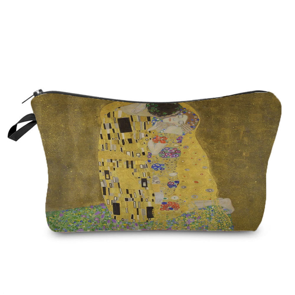 Picture of Personalized fashion cosmetics storage bag new goods wholesale golden oil painting printing cosmetic bag large capacity wash women's bag
