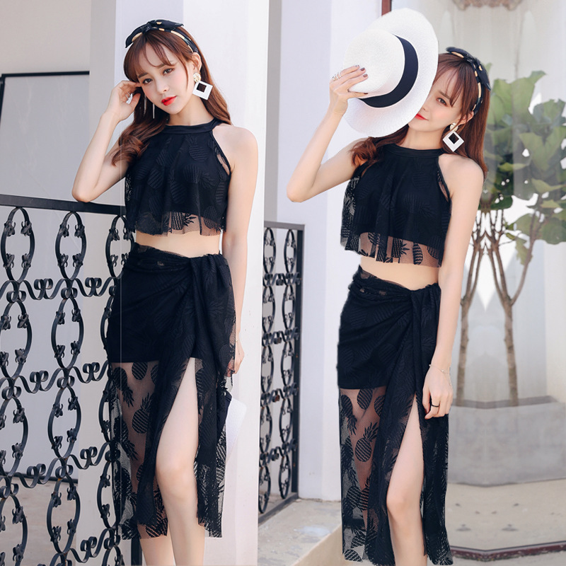 2025 New Swimsuit Female Fairy Split Bikini Three-Piece Korean Sexy Ins Vacation Seaside Swimsuit