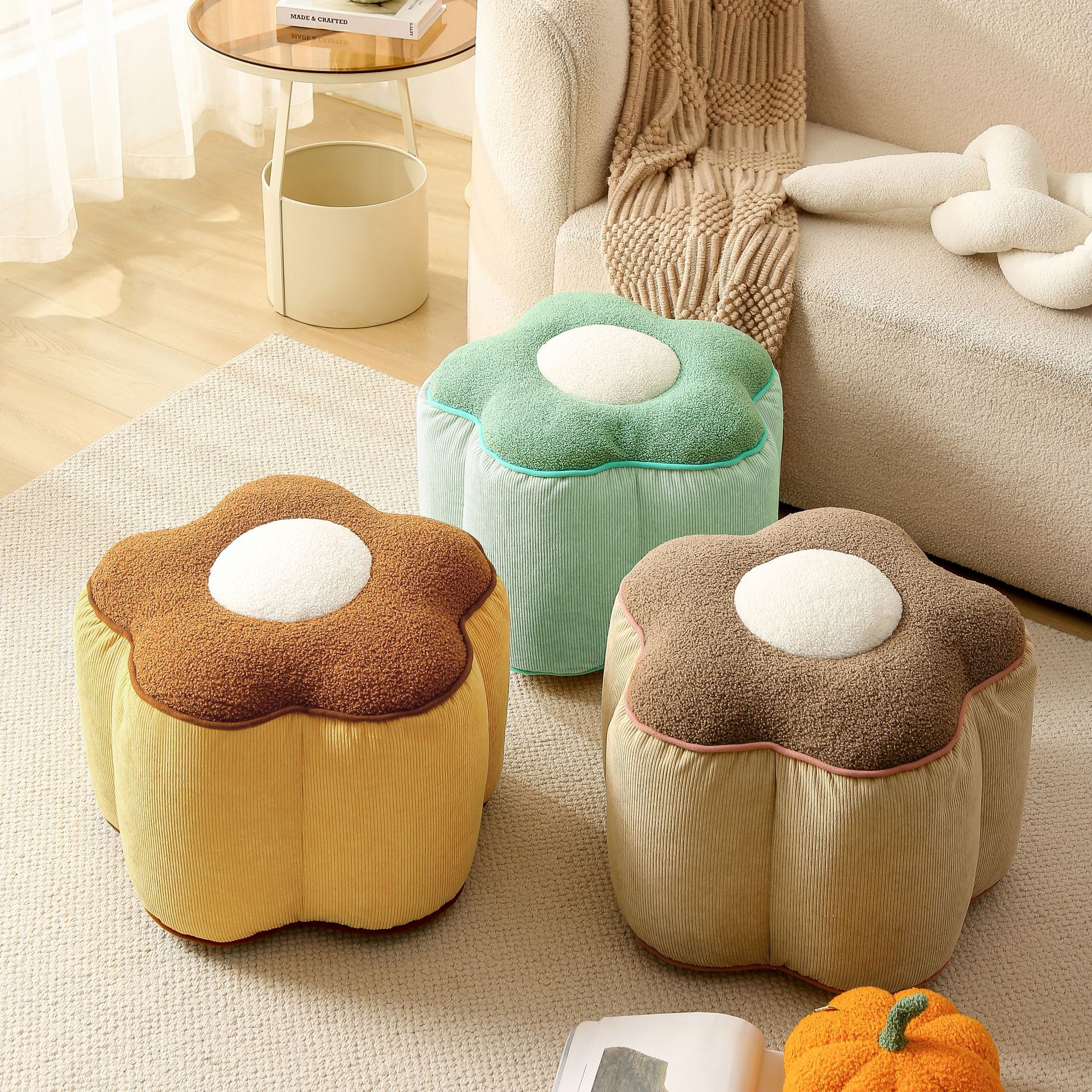 Thickened Futon Cushion Flower-shaped Cushion Not Collapsing on the Ground Advanced Sense Cushion Modern Style Futon Cushion Not Collapsing