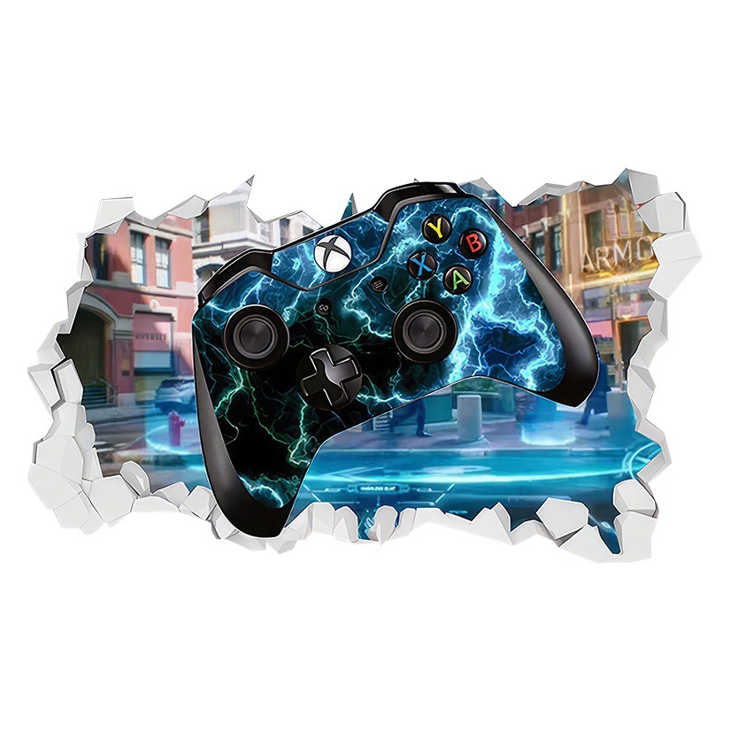 Amazon Game Machine 3D Broken Wall Game Room Decoration Cartoon Anime Sticker Pvc Cartoon Play Sticker Poster