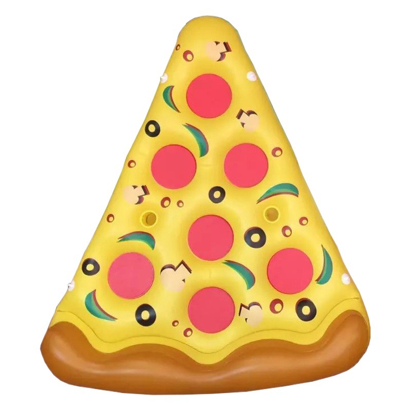 Cross border spot PVC pizza inflatable floating row adult party foldable water lounge chair 180 pizza inflatable floating bed