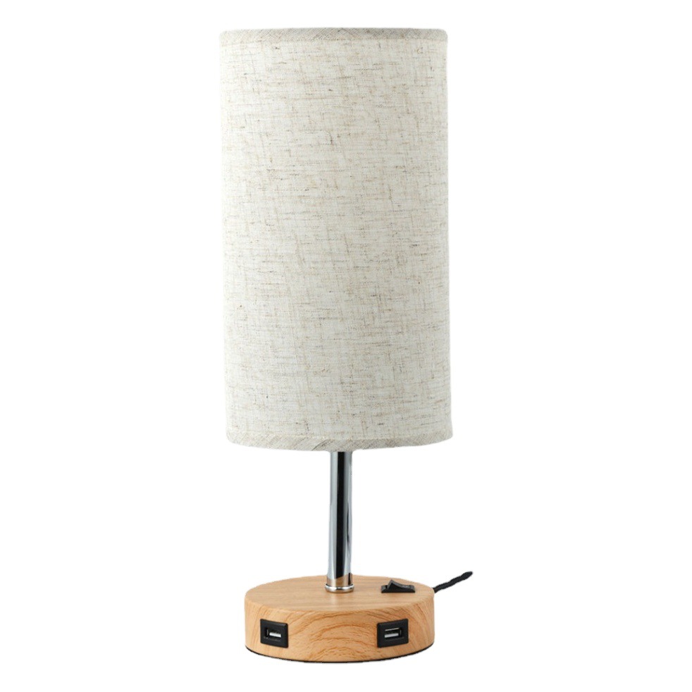 Cross-border USB Rechargeable Table Lamp Creative Bedroom Bedside Lamp US Rules Fabric Decorative Book Lamp Simple Touch Table Lamp