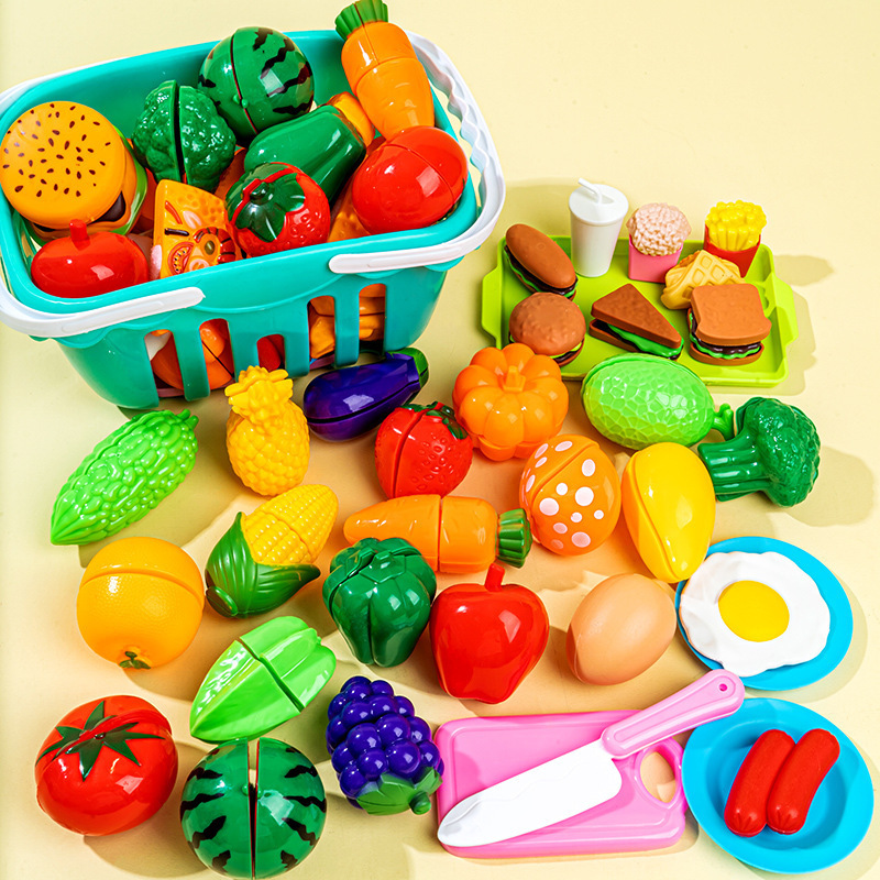 Picture of Fruit-cutting Toys Che Che Le Girl Simulation Vegetable Cake Basket Children's Play Kitchen Toy suit