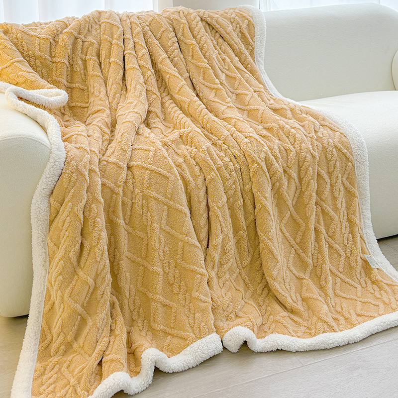 Picture of Winter Tafu Fleece Blanket Double Thickened Coral Fleece Blanket Lamb Fleece Nap Blanket Sofa Blanket Autumn and Winter