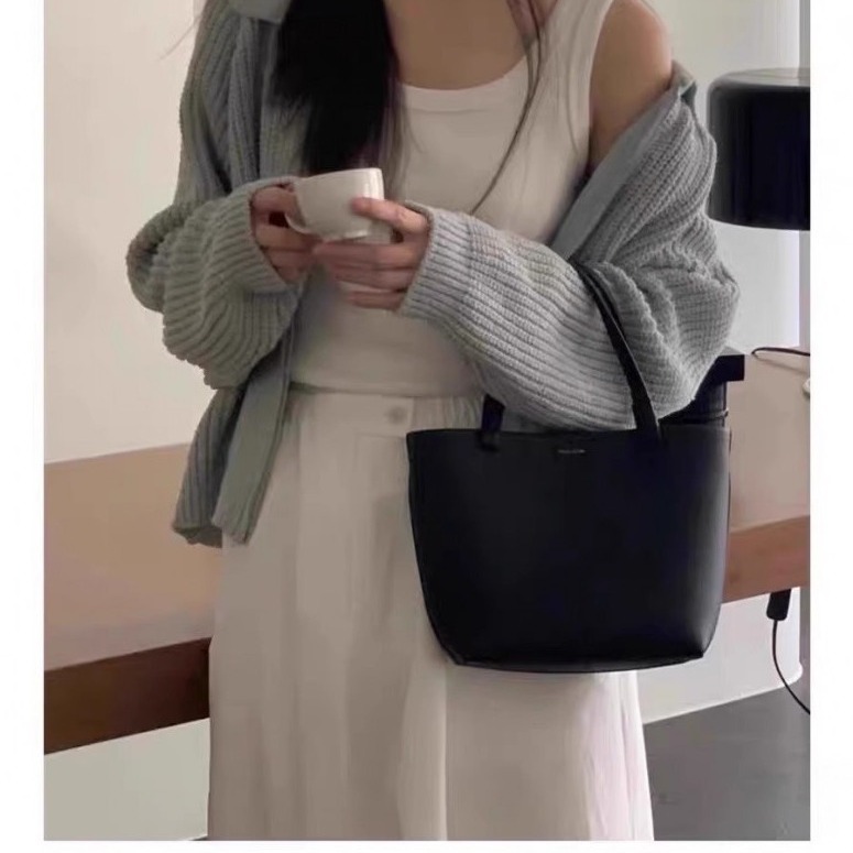 2024 New Genuine Leather Small Tote Bag Therow Large Capacity Women's Bag Satchel Shoulder Crossbody Armpit Bag