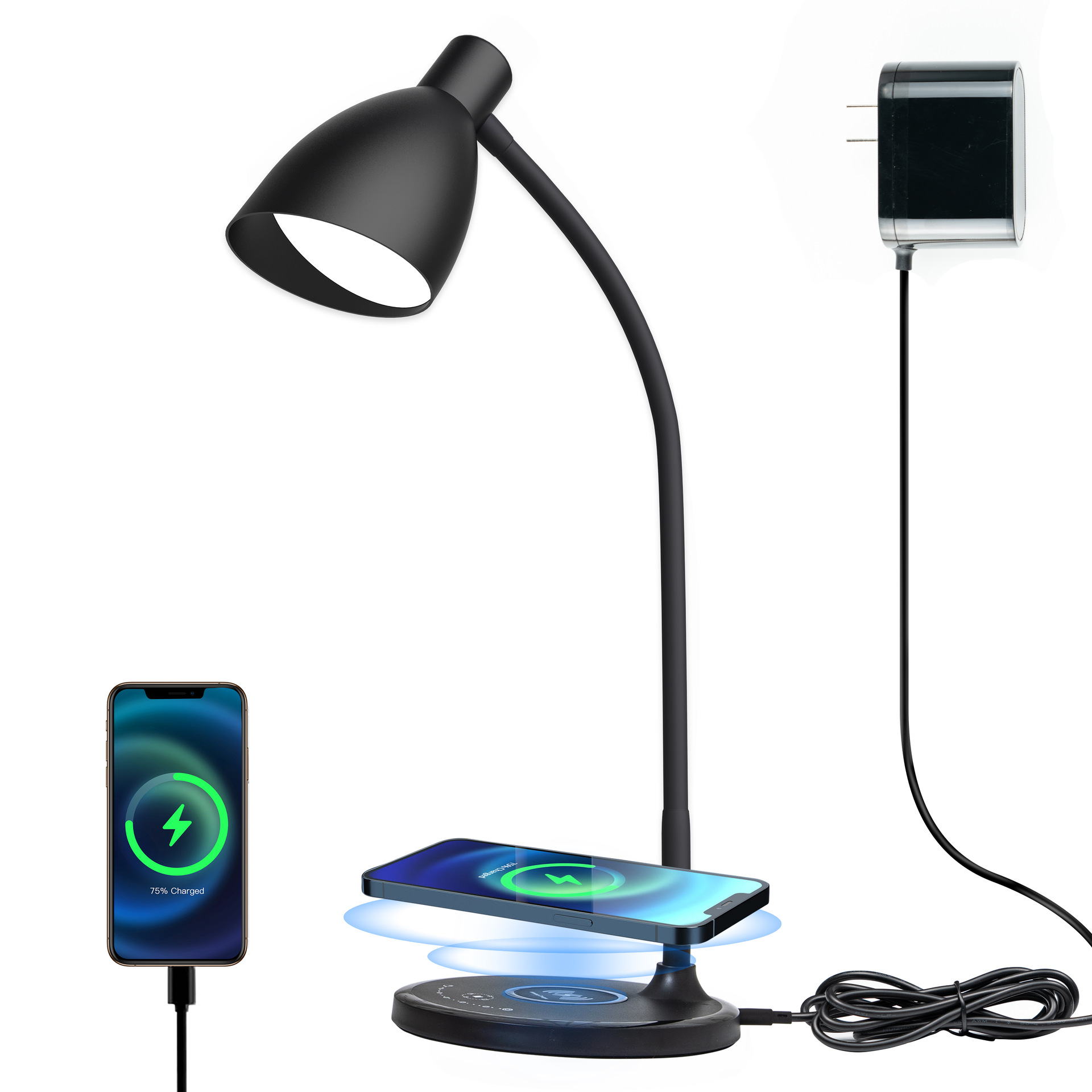 Wireless Charging Desk Lamp for Living Room and Bedroom, Eye Protection Led USB Charging Reading and Learning Led Lamp, National Aa