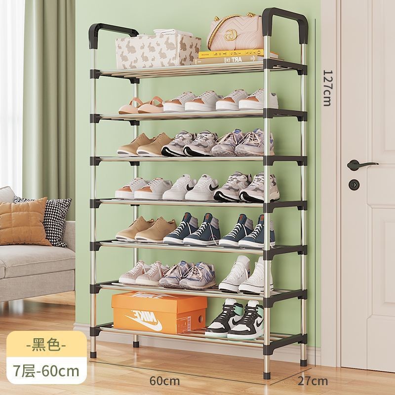 Picture of simple shoe rack layered entry home multi-layer dustproof storage rack with door space-saving corridor aisle door shoe cabinet
