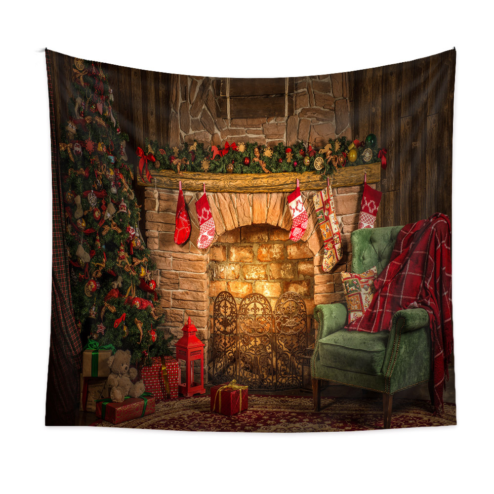 Picture of Christmas Tree Tapestry Room Decorative Wall Cloth Ins Wind Hanging Cloth Cross Border Home Bohemian Tapestry Christmas Tapestry