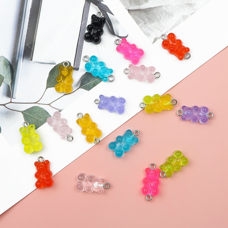 Picture of Transparent Candy Color Resin Bear Accessories Handmade DIY Homemade Bracelet Earrings Jewelry Keychain Pendant Material