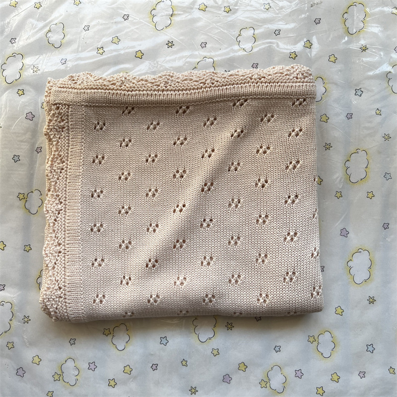 Picture of Small Lace Picking Hole Blanket Pure Cotton Nordic ins Style Baby Blanket All Seasons Universal Cotton Knitted Blanket Air-conditioning Blanket