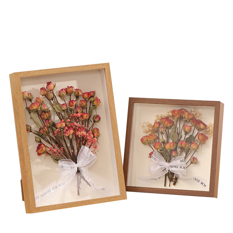 Picture of Three-Dimensional Hollow Photo Frame Handmade DIY Eternal Flower Preservation Box Table Rose Shell Conch Decorative Dried Flower Picture Frame