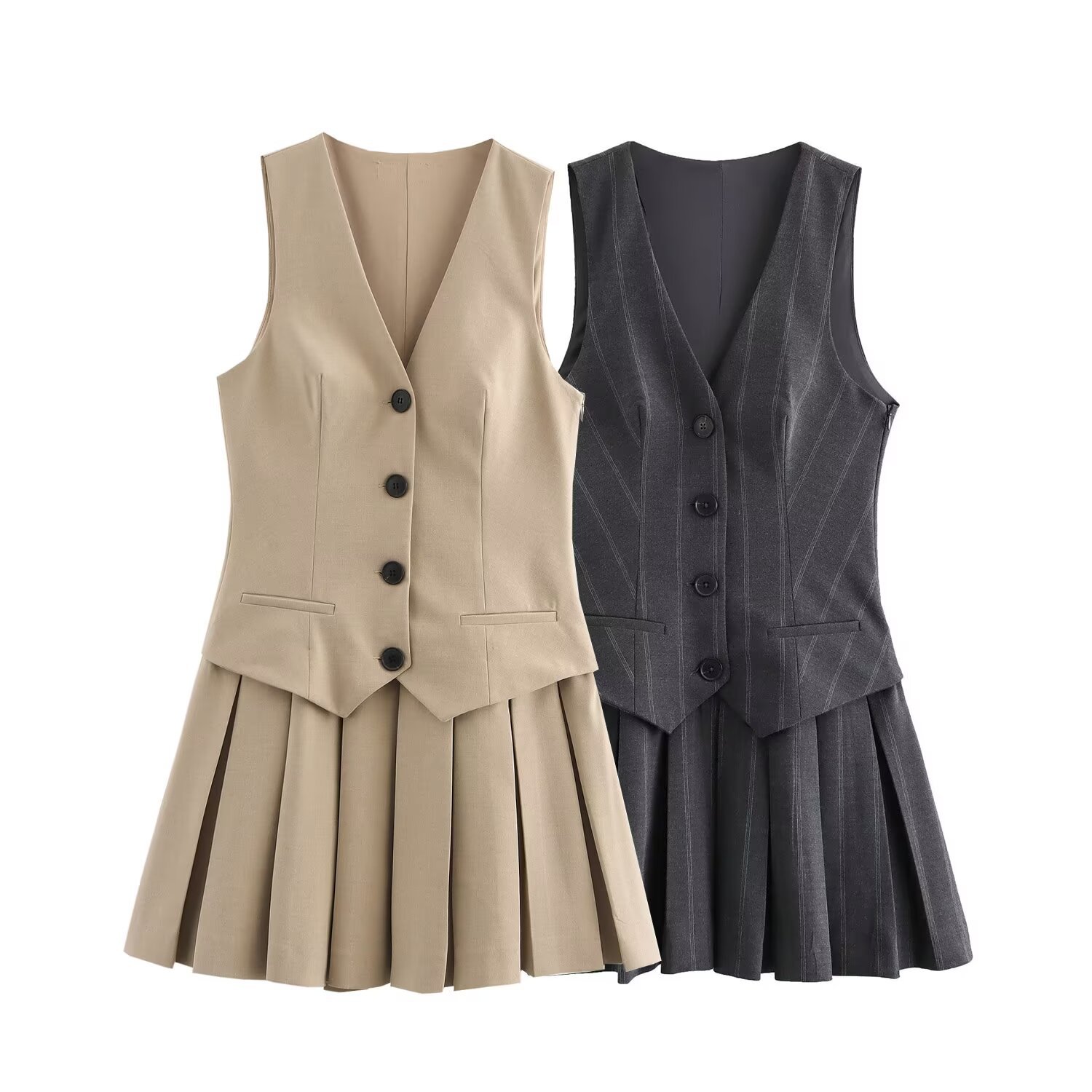 ZA cross-border women's clothing wholesale French new temperament high-end wide pleated vest vest dress 9368558