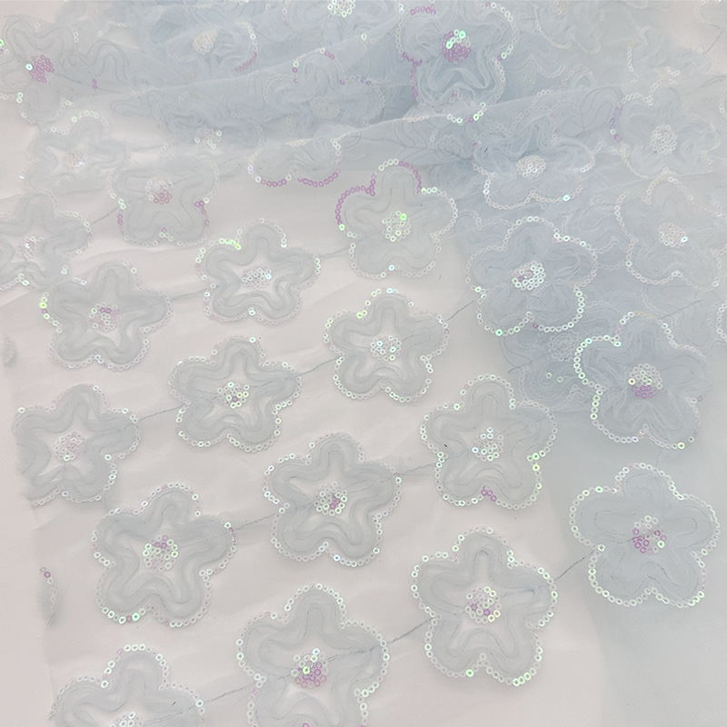 Picture of Three-Dimensional Plate with Three-In-One Plum Blossom Sequin Embroidery Multi-Color Gradient Sequin Embroidery Children's Clothing Women's Dress