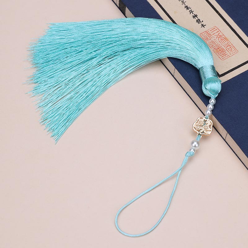 Picture of Pearl Fan Ancient Style Tassel Waist Pendant Fan DIY Tassel Chinese Han Dynasty Cheongsam Car Hanging Tassel Pendant