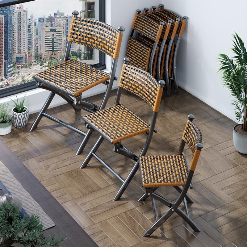 Balcony Folding Chair Home Lazy Casual Rattan Backrest Small Chair Single Person Outdoor Mazar Stool Table and Chair Combination