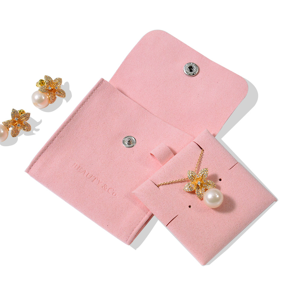 Factory wholesale in stock with inner core flip button bag jewelry bag high-grade microfiber flannel envelope bag printable LOGO