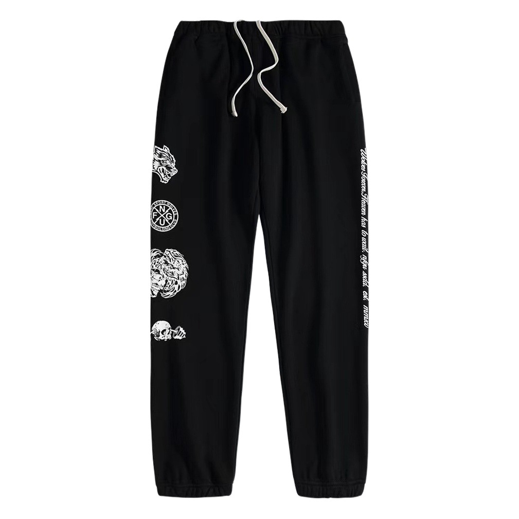 Wolf Head European and American Style Fitness Pants, Sports Muscle Men's Terry Spring and Autumn Slim-Fit Pants Collection