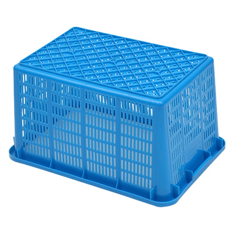 580 Plastic Basket Thickened Turnover Basket Large Size Basket Aquatic Hollow Turnover Frame Blue and White Plastic Turnover Basket