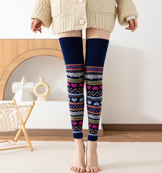 Picture of Factory wholesale Japanese women's knee pads warm long tube pile socks autumn and winter mixed rabbit wool long leg knee socks