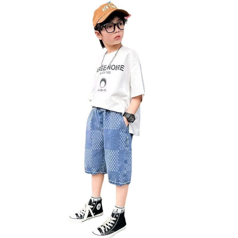 Picture of Boys' Denim Shorts Summer 2023 New Out-Wearing Trendy Workwear Pants Thin Street-length Pants for Middle and Big Children