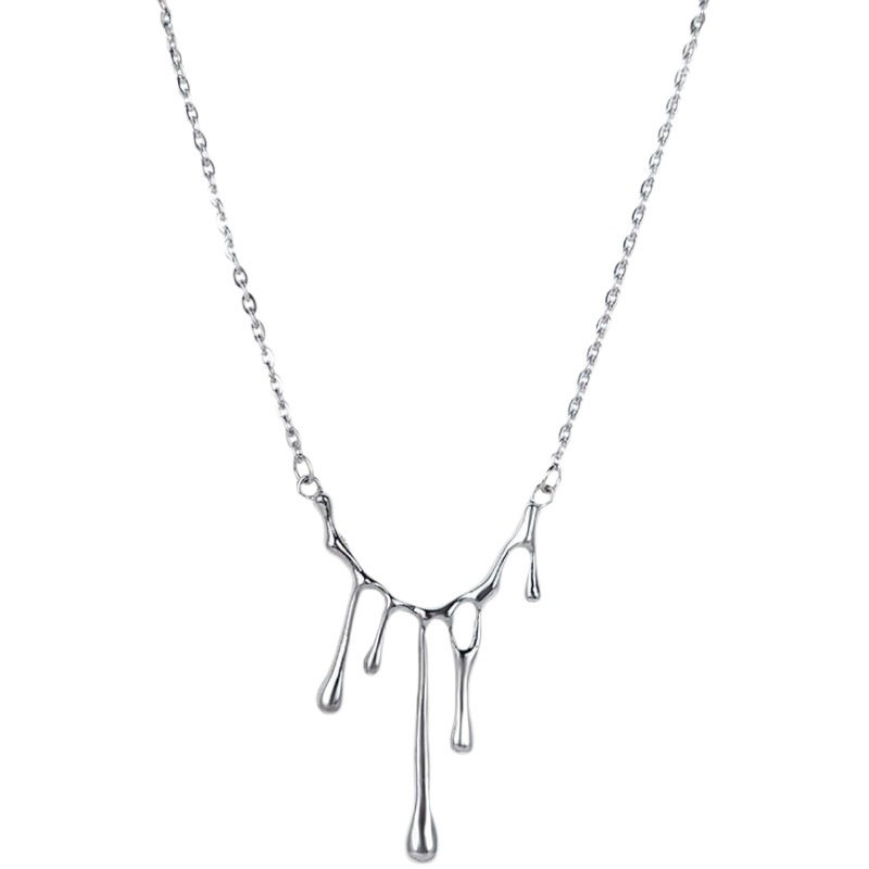 Distinctive New Style Water Drop Lava Necklace Women's Light Luxury Niche ins Trendy Hip Hop Cold Style Sweater Chain Spice Girl Accessories