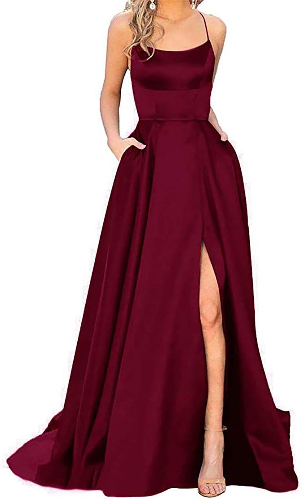 Picture of 2022 Amazon European and American Bridesmaid Dress Long Dress Slim Shoulder-free Best Friend Amazon Bridesmaid Evening Dress