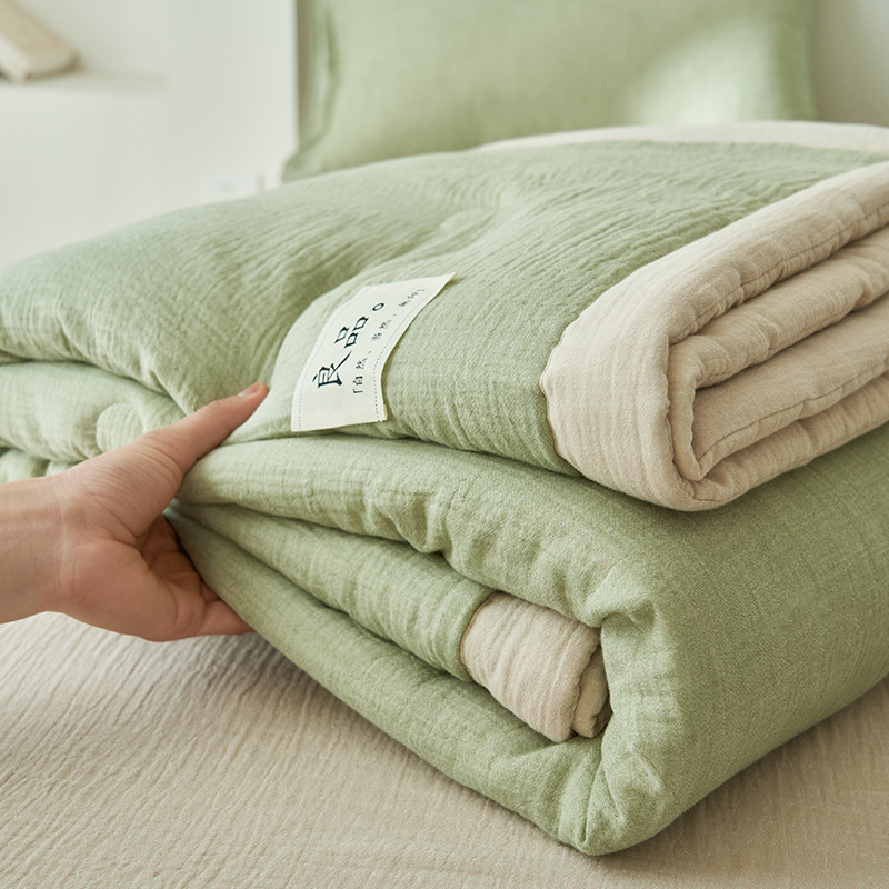 Picture of 2025 new class a double-layer yarn good soybean summer quilt four-piece set 100*150cm single summer quilt double-layer yarn-