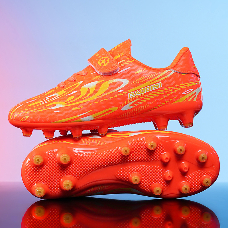 Children's low-top velcro football boots men's long nails broken nails middle and adult children primary school students grass competition training sneakers