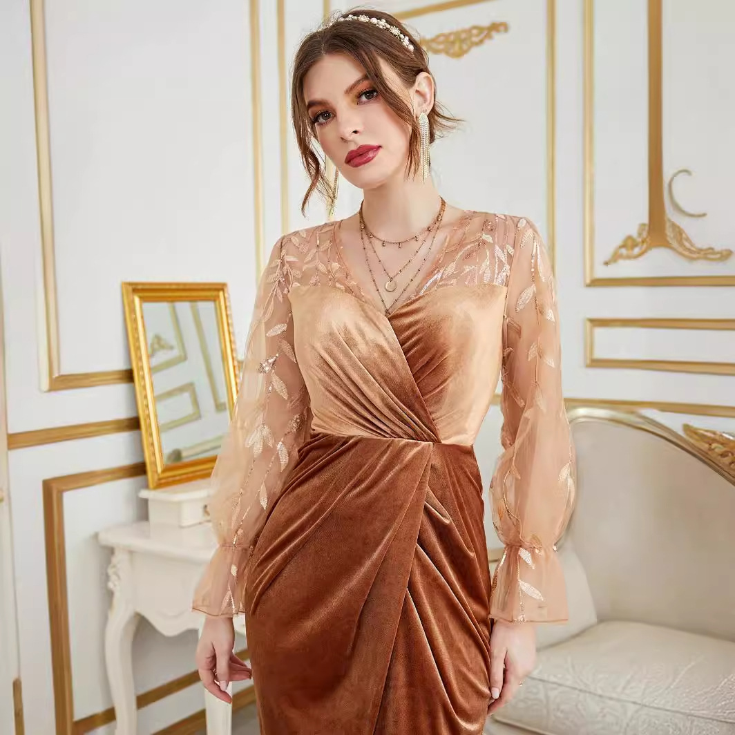 Picture of European and American Style Evening Dress, New Style, Ladylike Elegant, Deep V Neck, Long Hip-Hugging Skirt, Ebay Manufacturer, Drop Shipping
