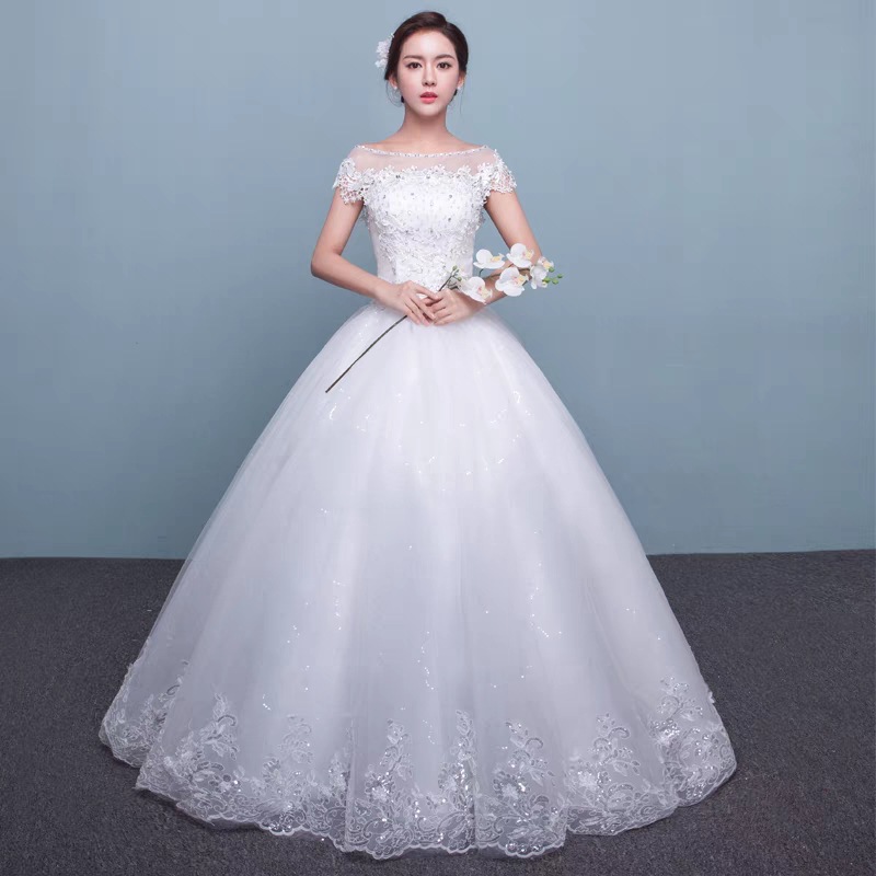 Wholesale Light Wedding Dress 2025 New One-Shoulder Bride Simple Slim Fit Petite Floor-Length Large Size Yarn Manufacturer