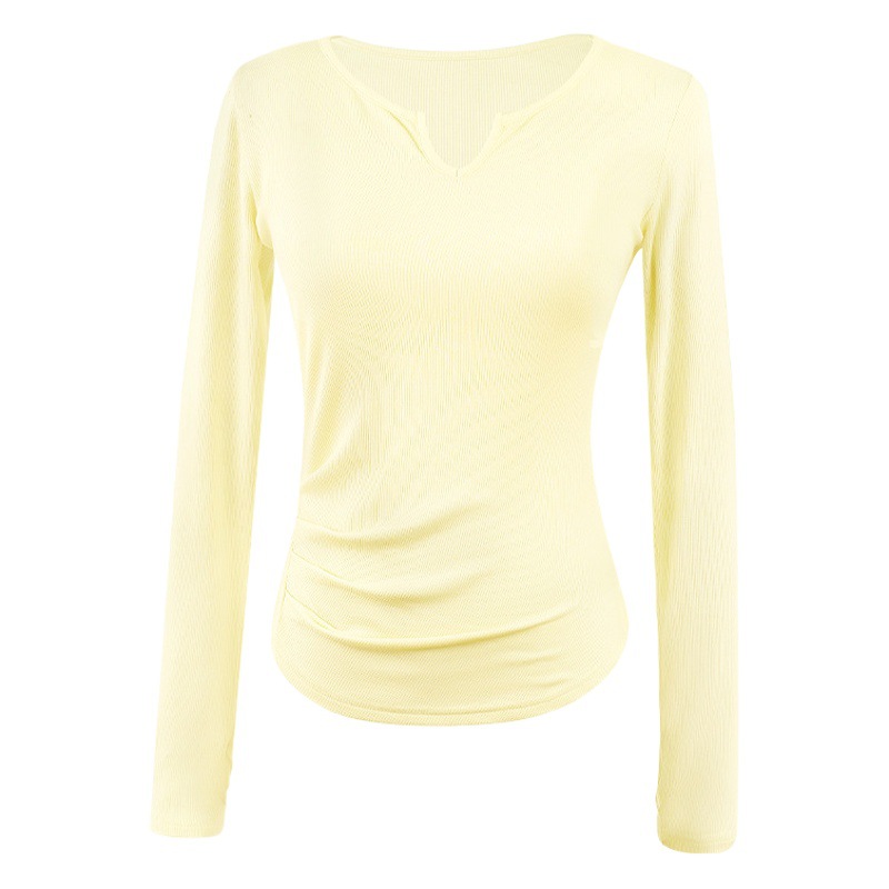 Dance Clothing Practice Clothing Women's Chinese Dance Clothing Summer Slim Bottoming Shirt V Neck Body Short-Sleeved Top Ballet